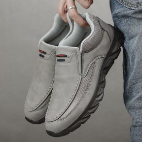 Men Sneakers Light Loafers Slip on Casual Shoes for Men Comfortable Walking Luxury Brand Male Business Shoe Driving Footwear (Color: Gray, size: 46)